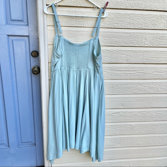 Torrid Mint Blue Challis Sharkbite Skater Smocked Dress Sz 1X - Picture 4 of 16